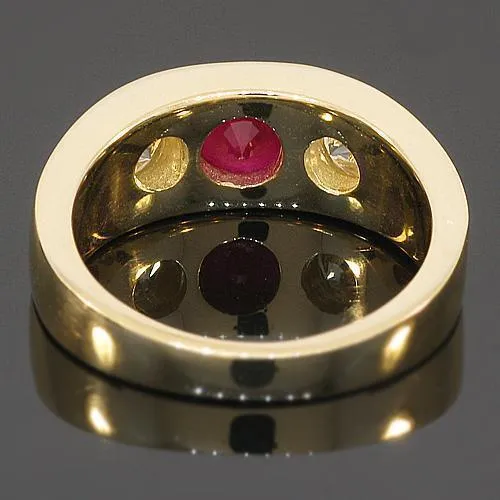 14K Yellow Solid Gold Mens Diamond Ruby Ring 2.40 Ctw