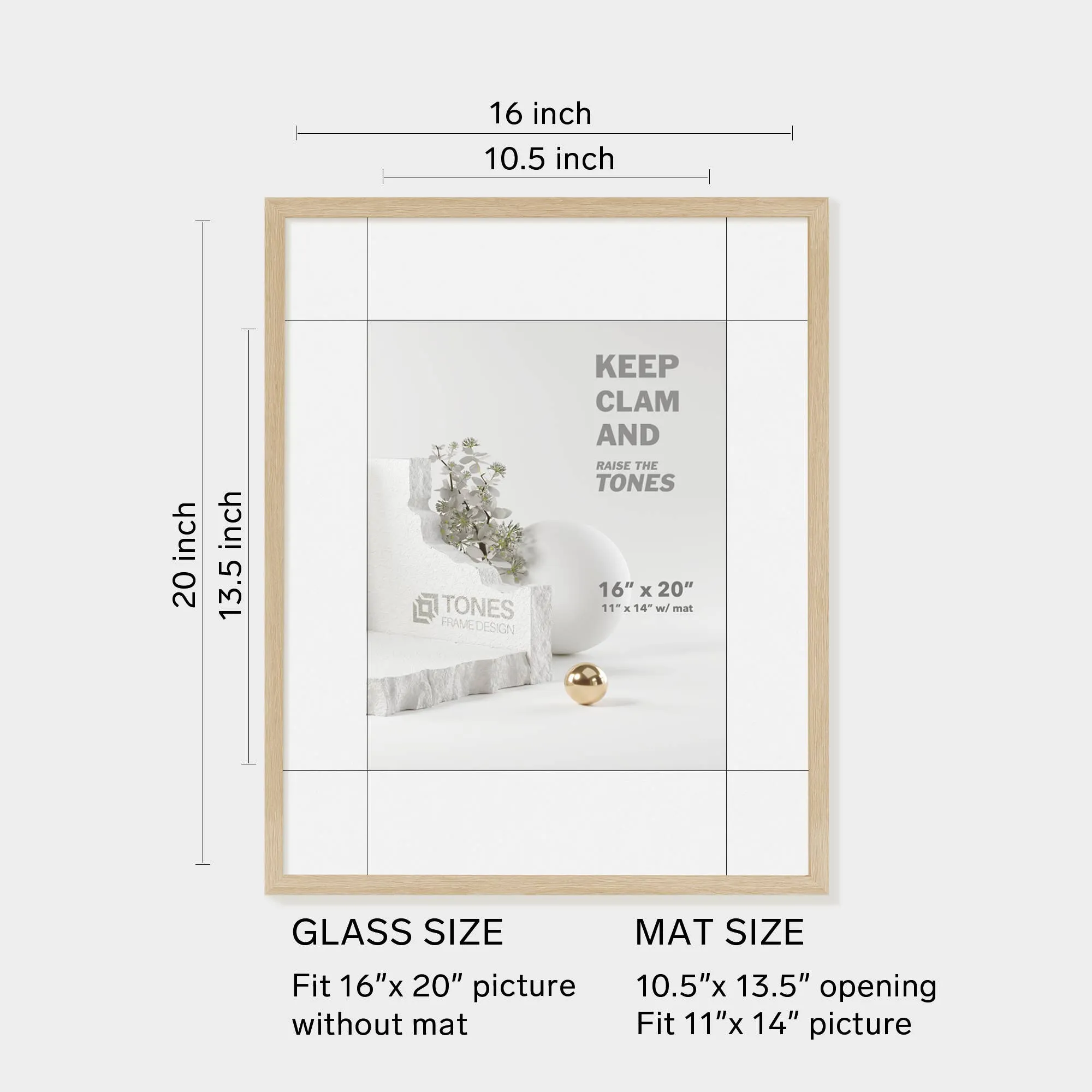 16x20 Dendro Wooden Frame: Natural