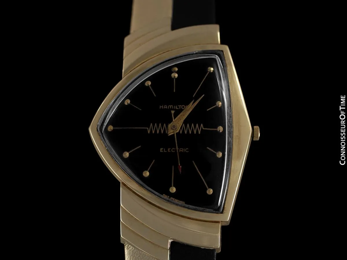 1950's Hamilton Electric Ventura "505" Model Vintage Mens Assymetric Wristwatch - 14K Gold
