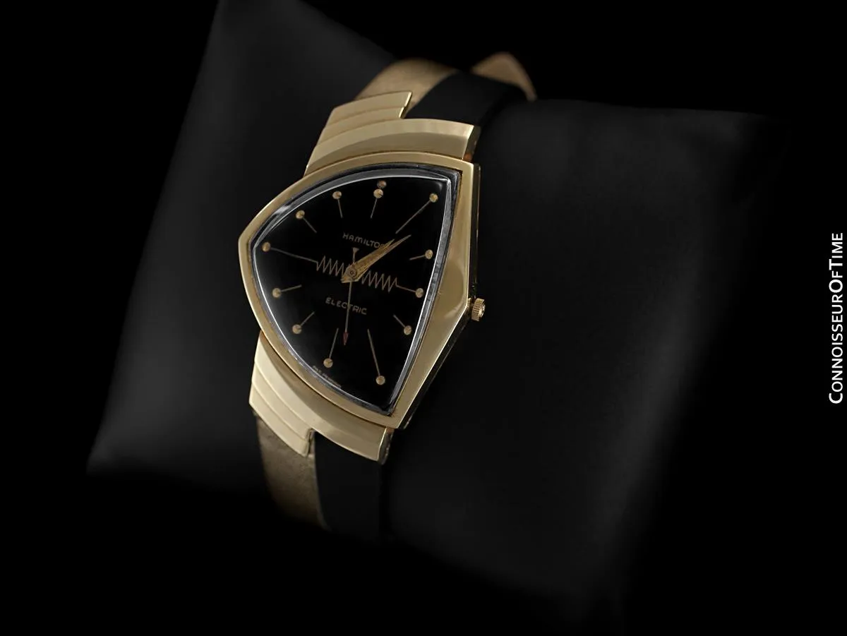 1950's Hamilton Electric Ventura "505" Model Vintage Mens Assymetric Wristwatch - 14K Gold