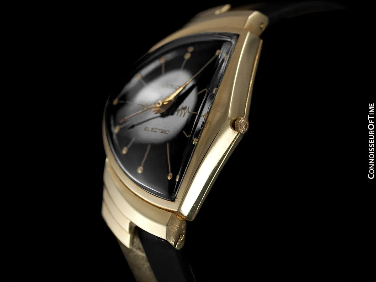 1950's Hamilton Electric Ventura "505" Model Vintage Mens Assymetric Wristwatch - 14K Gold