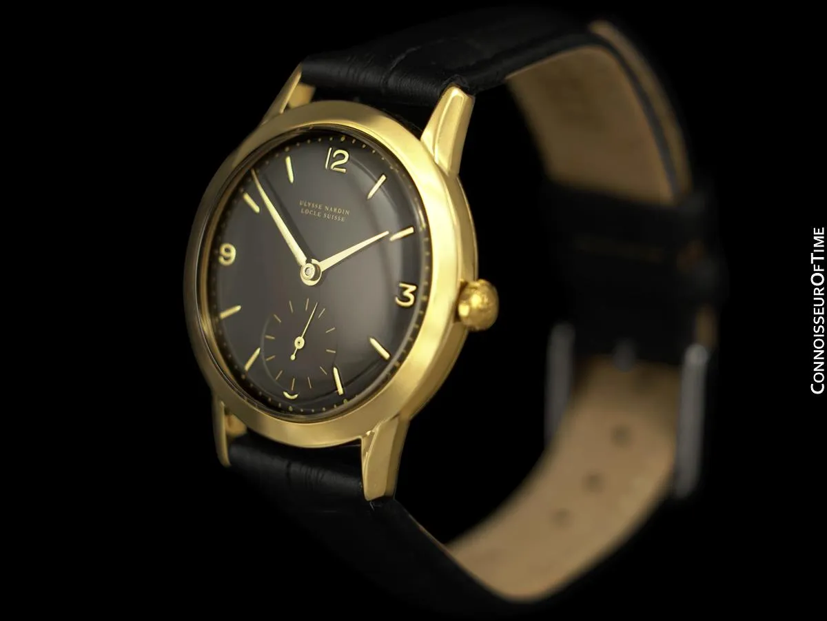 1950's Ulysse Nardin Vintage Mens Handwound Explorer Dial Watch - 18K Gold