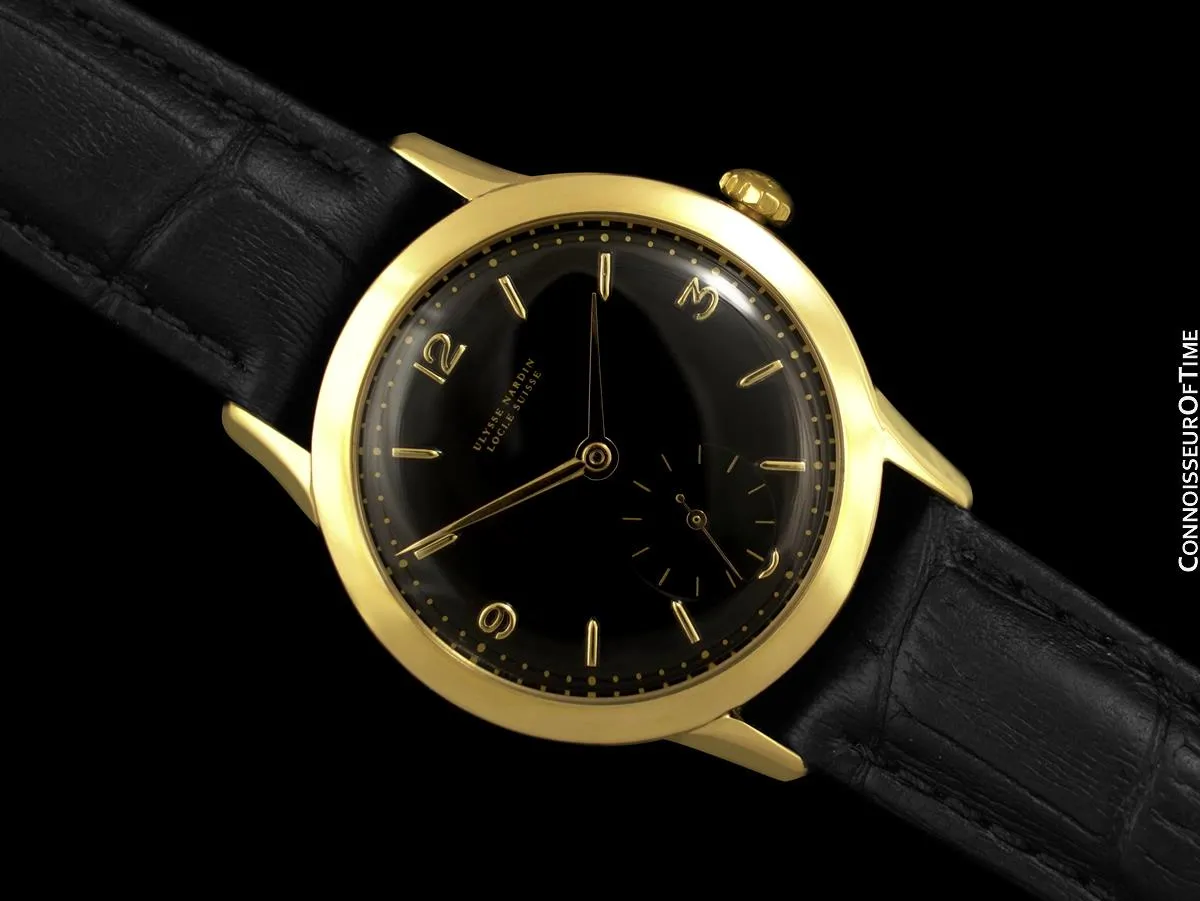 1950's Ulysse Nardin Vintage Mens Handwound Explorer Dial Watch - 18K Gold