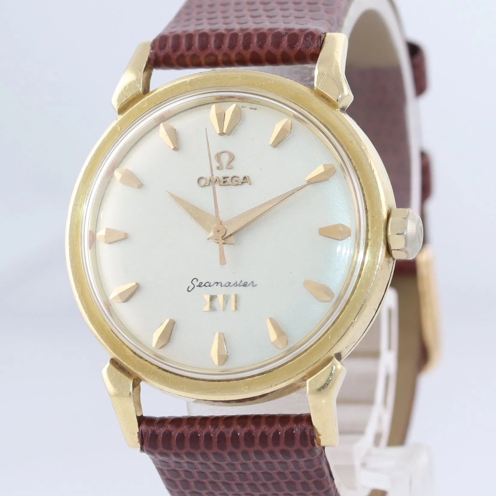 1956 VTG Omega Seamaster 2850SC XVI Olympic 471 18k Gold Automatic 34mm Watch
