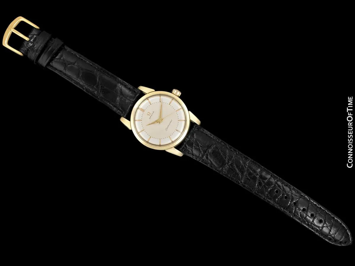 1958 Omega Seamaster Vintage Mens Calatrava Classic Handwound Watch - 14K Gold & Stainless Steel