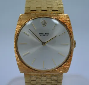 1970s Rolex 14K Yellow Gold Brick Square Manual Wind 604 Wristwatch