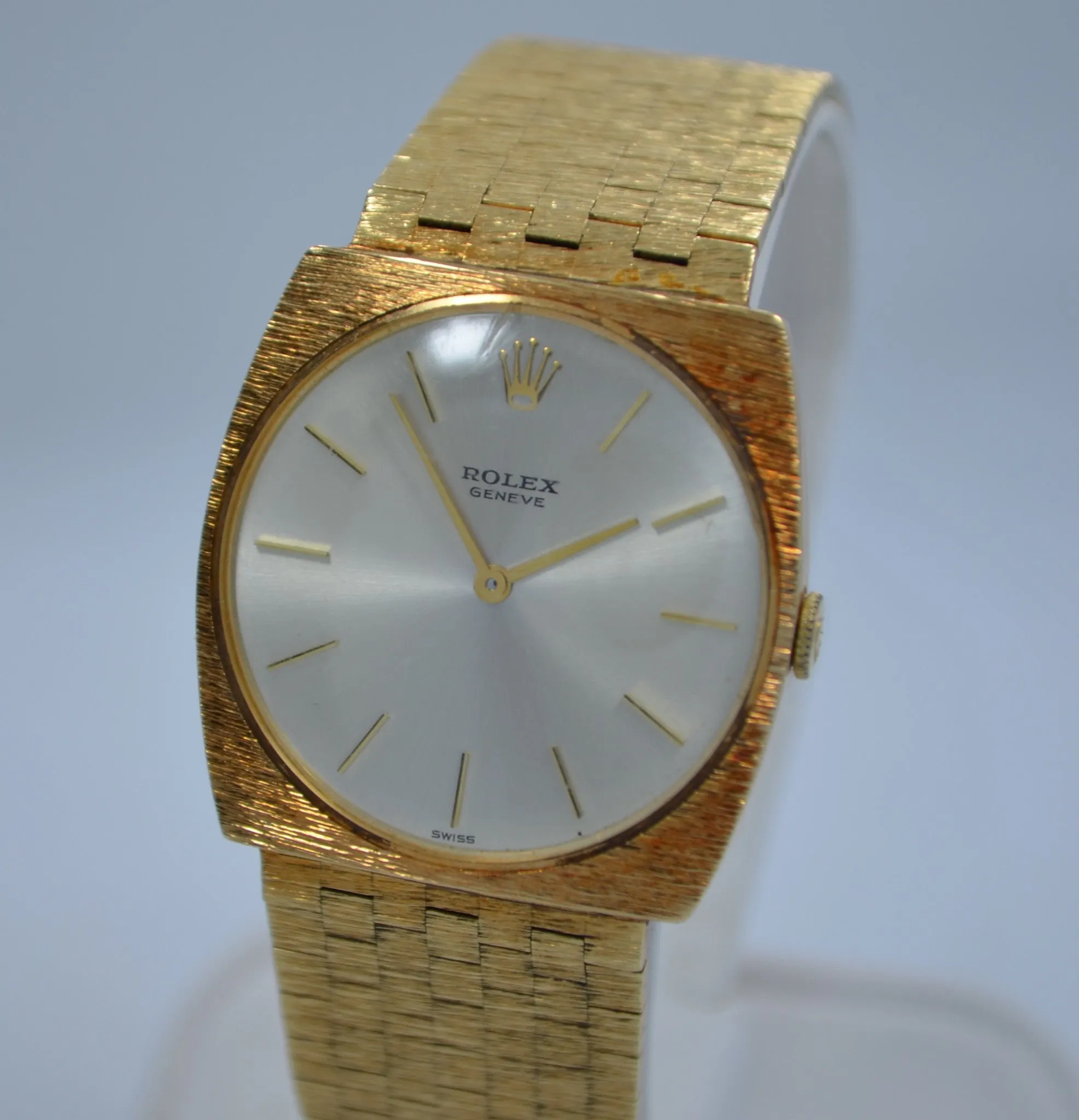 1970s Rolex 14K Yellow Gold Brick Square Manual Wind 604 Wristwatch