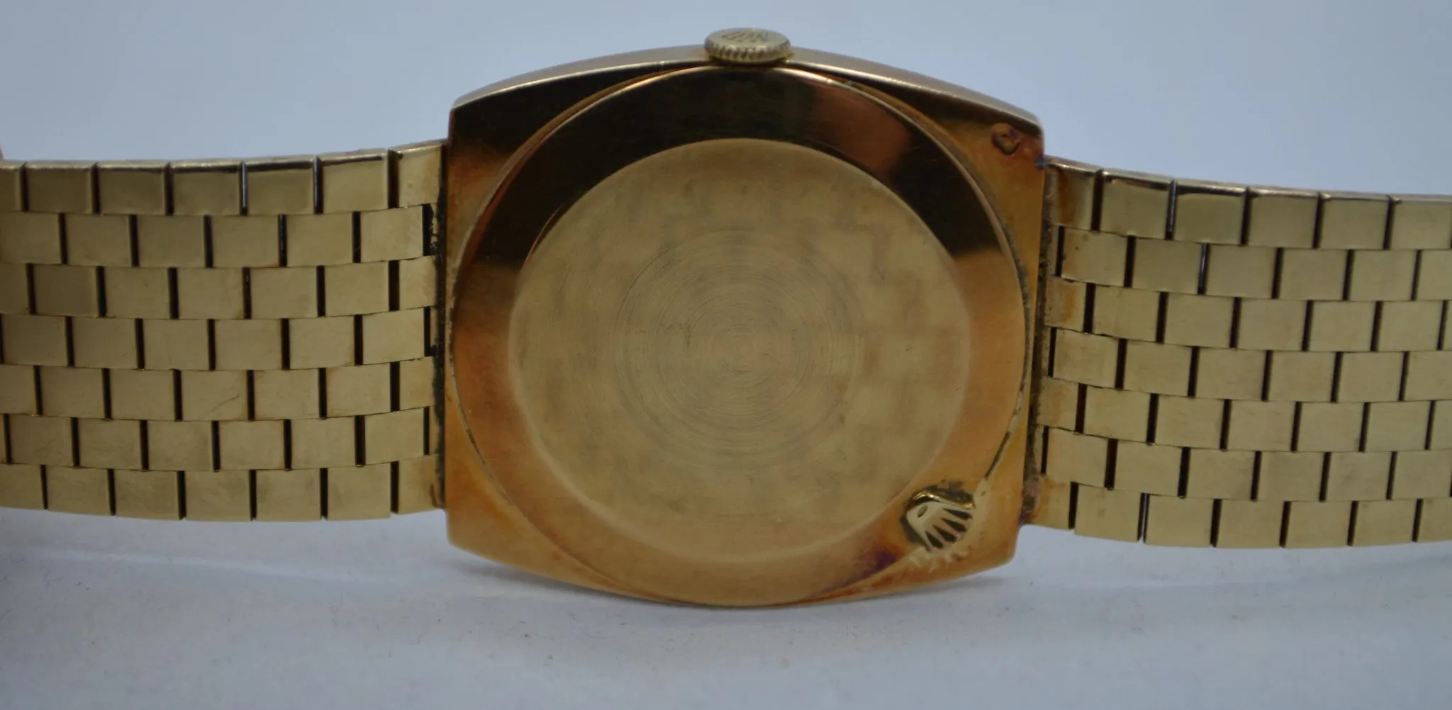 1970s Rolex 14K Yellow Gold Brick Square Manual Wind 604 Wristwatch