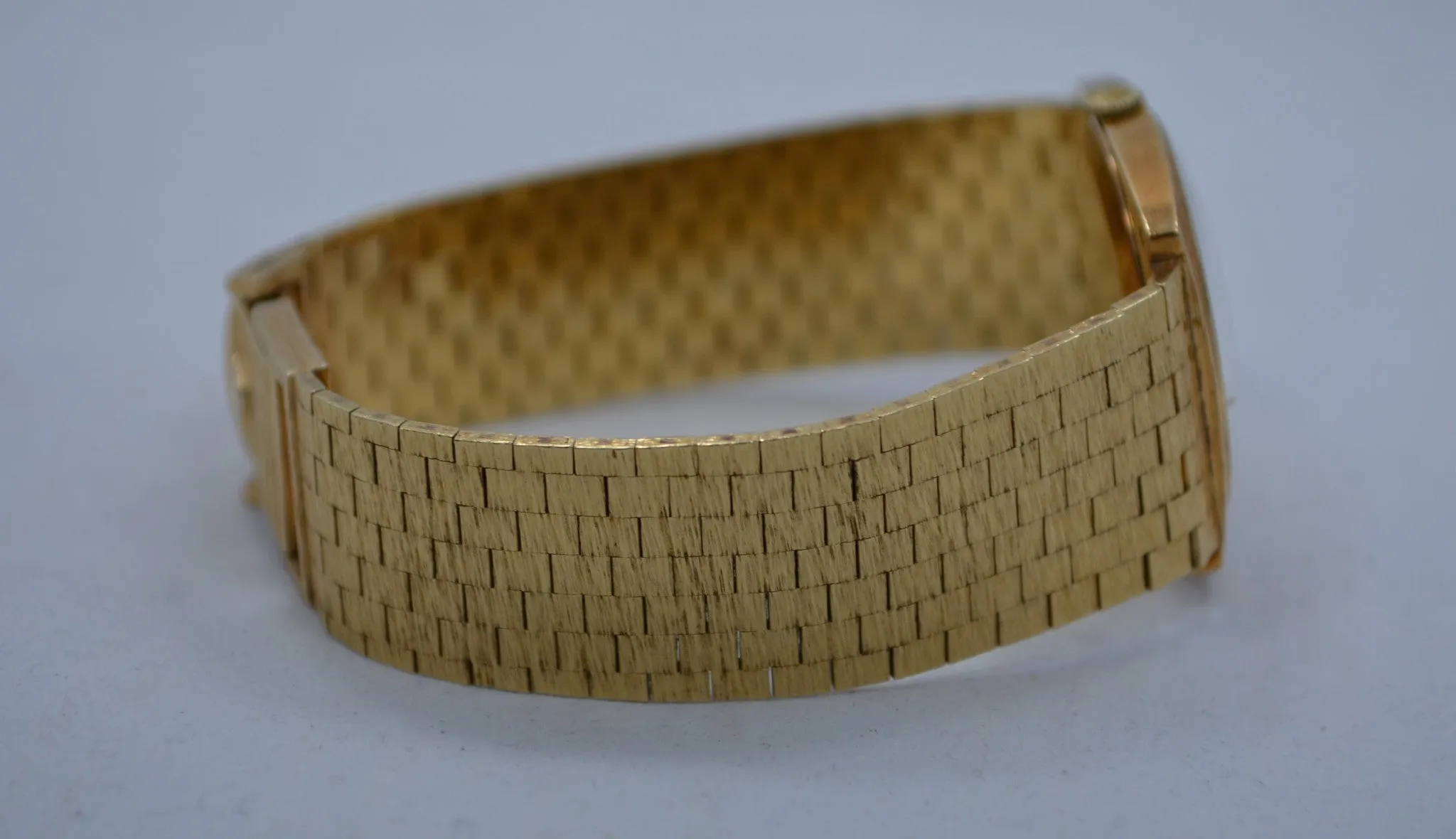 1970s Rolex 14K Yellow Gold Brick Square Manual Wind 604 Wristwatch