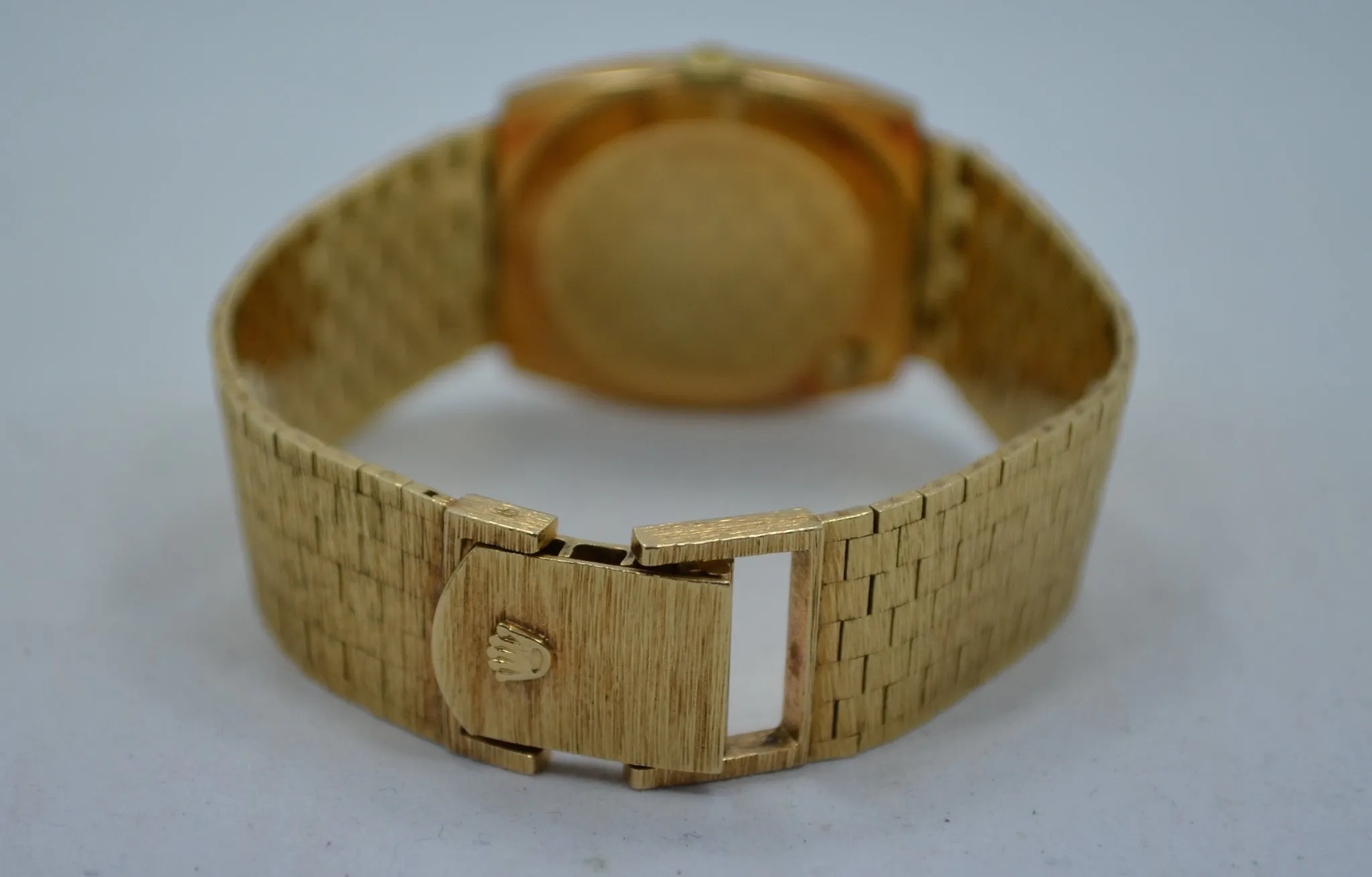 1970s Rolex 14K Yellow Gold Brick Square Manual Wind 604 Wristwatch