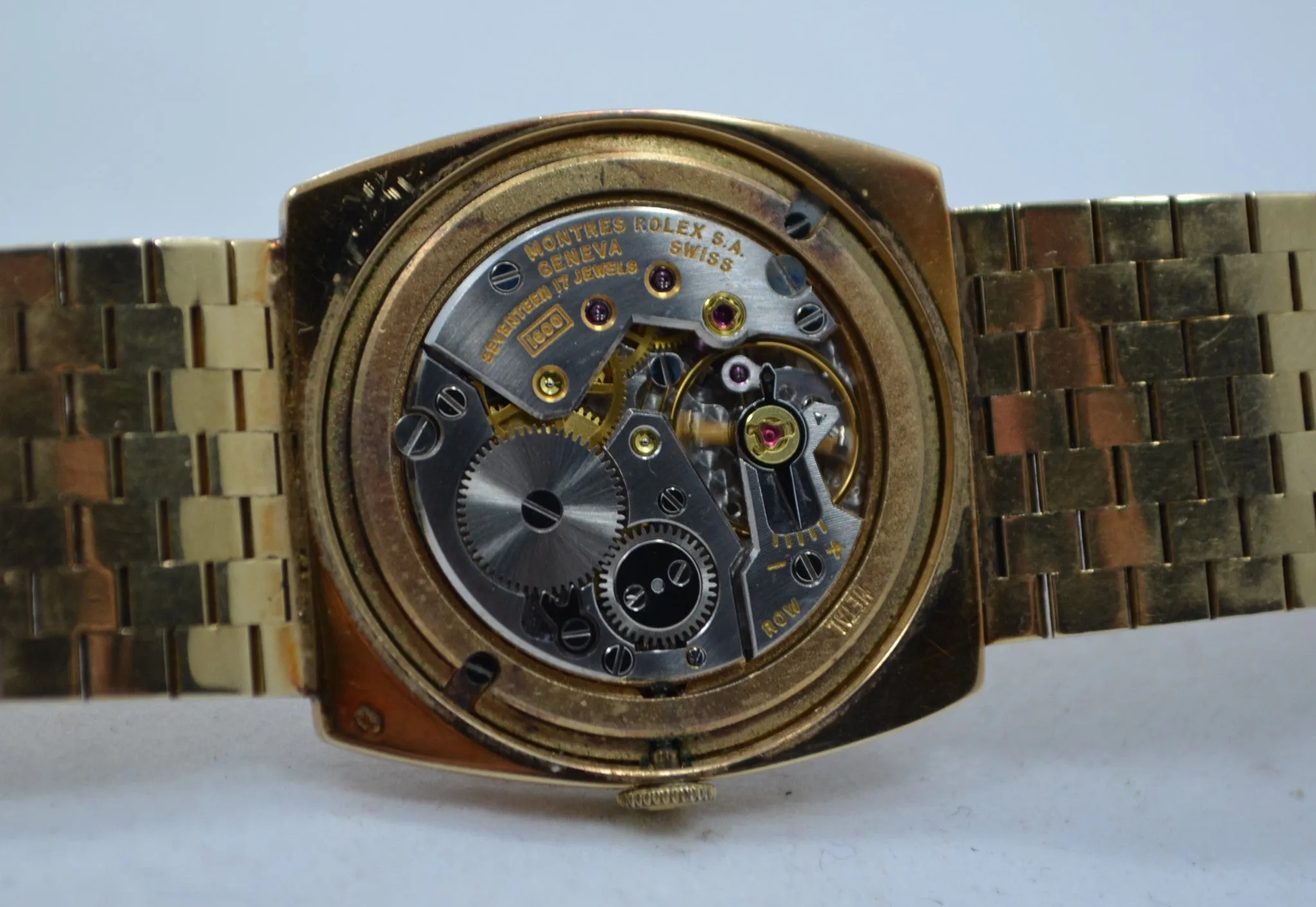 1970s Rolex 14K Yellow Gold Brick Square Manual Wind 604 Wristwatch