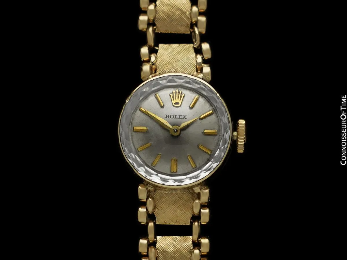 1970's Rolex Vintage Ladies Handwound Bracelet Watch with Box - 14K Gold