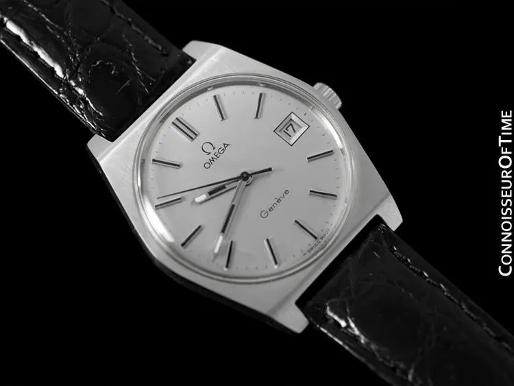 1972 Omega Geneve Vintage Mens Watch, Quick-Setting Date - Stainless Steel