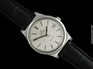 1973 Omega Geneve Vintage Mens Full Size Waterproof Style Dress Watch - Stainless Steel
