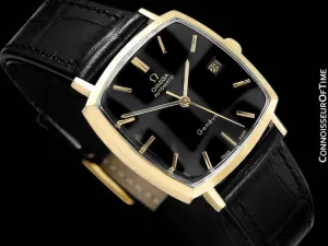 1973 Omega Geneve Vintage Mens Midsize Automatic Watch with Quick-Setting Date - 18K Gold Plated & Stainless Steel