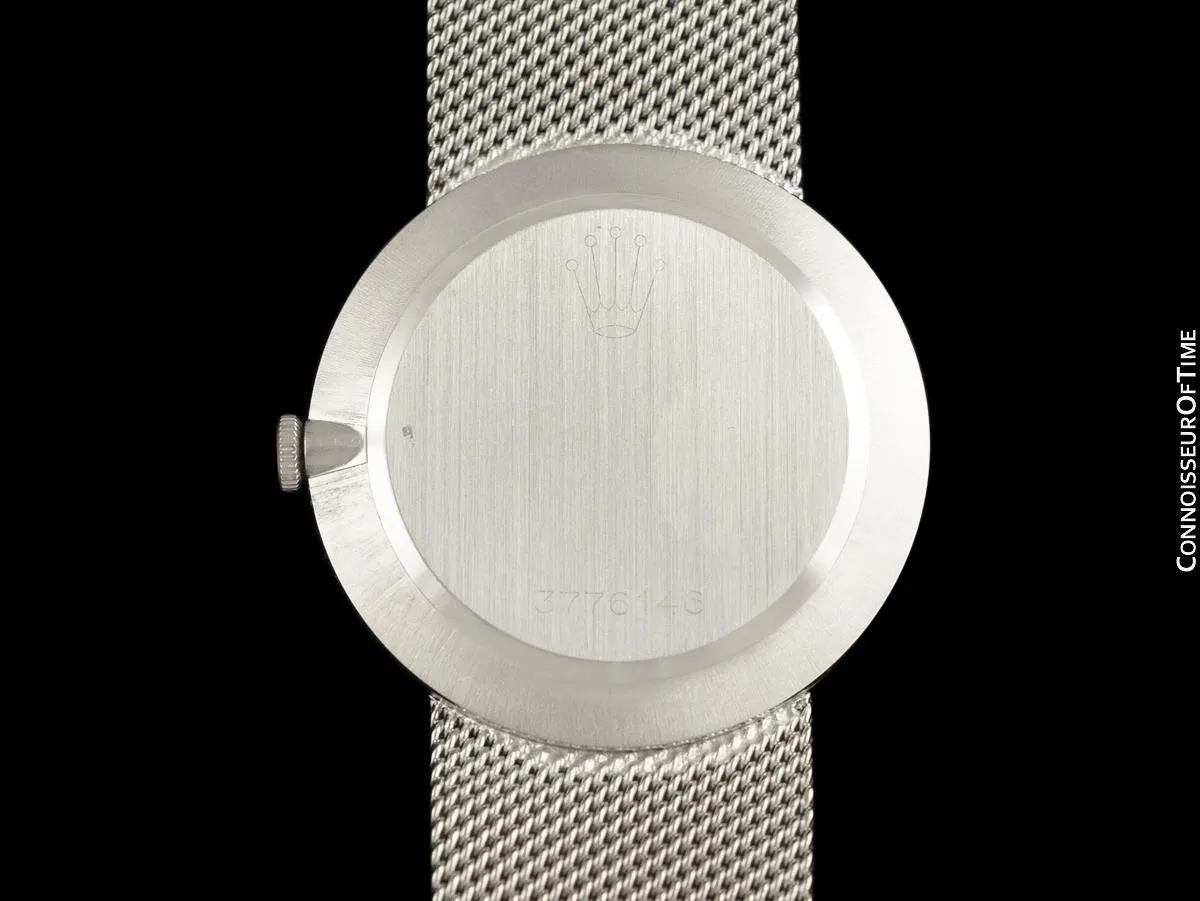 1974 Rolex Cellini Vintage Mens Handwound Bracelet Watch, Ref. 4088 - 18K White Gold