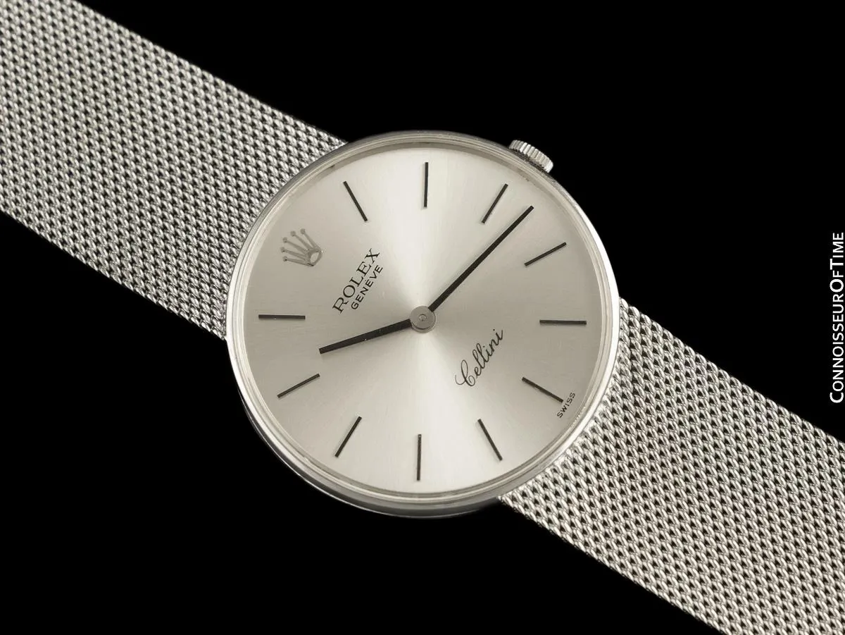 1974 Rolex Cellini Vintage Mens Handwound Bracelet Watch, Ref. 4088 - 18K White Gold