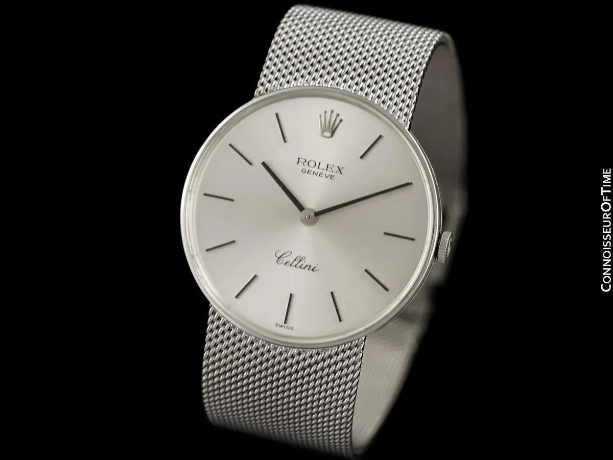 1974 Rolex Cellini Vintage Mens Handwound Bracelet Watch, Ref. 4088 - 18K White Gold