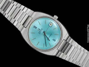 1975 Omega Seamaster Vintage Mens Bracelet Watch with Tiffany Blue Dial, Automatic, Date - Stainless Steel