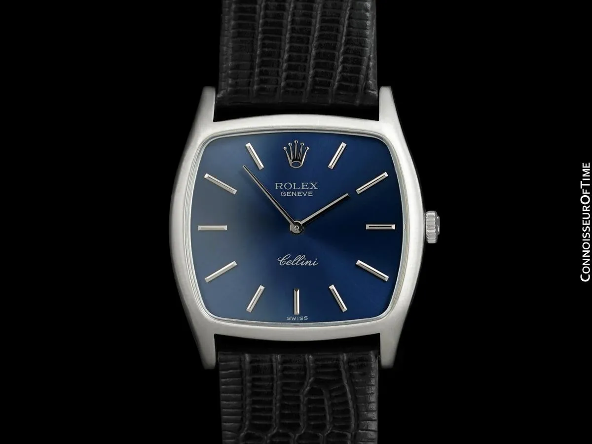 1976 Rolex Cellini Vintage Mens Handwound TV Watch, Ref. 3805 - 18K White Gold