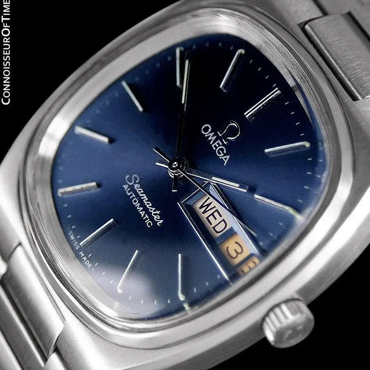 1980 Omega Seamaster Vintage Mens TV Watch, Automatic, Day Date - Stainless Steel