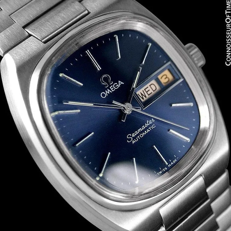 1980 Omega Seamaster Vintage Mens TV Watch, Automatic, Day Date - Stainless Steel
