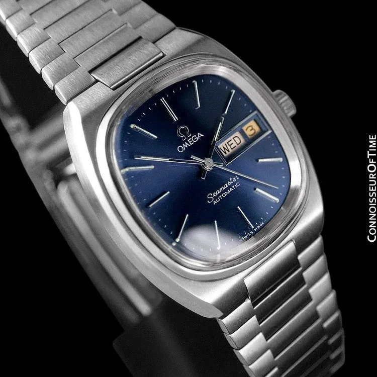 1980 Omega Seamaster Vintage Mens TV Watch, Automatic, Day Date - Stainless Steel