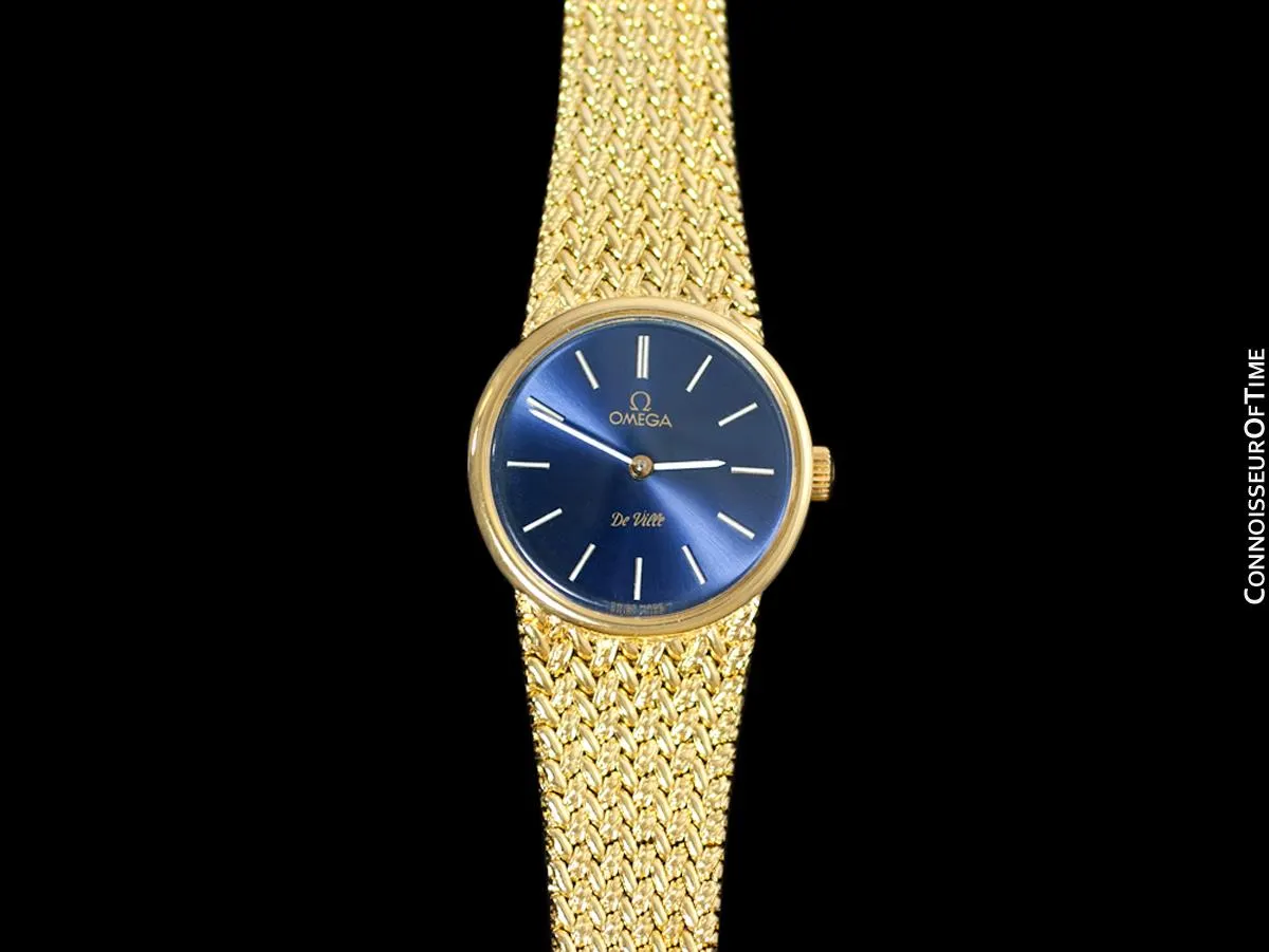 1980's Omega De Ville Vintage Ladies Handwound Dress Watch - 18K Gold Plated and Stainless Steel