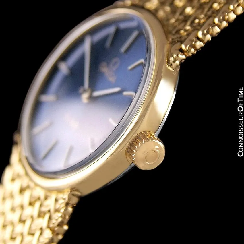 1980's Omega De Ville Vintage Ladies Handwound Dress Watch - 18K Gold Plated and Stainless Steel