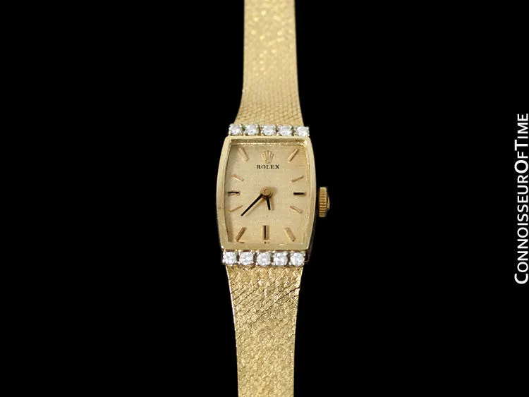 1980's Rolex Vintage Ladies Dress Watch - 14K Gold & Diamonds