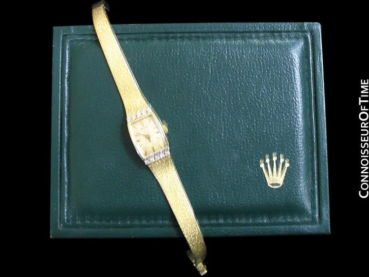 1980's Rolex Vintage Ladies Dress Watch - 14K Gold & Diamonds