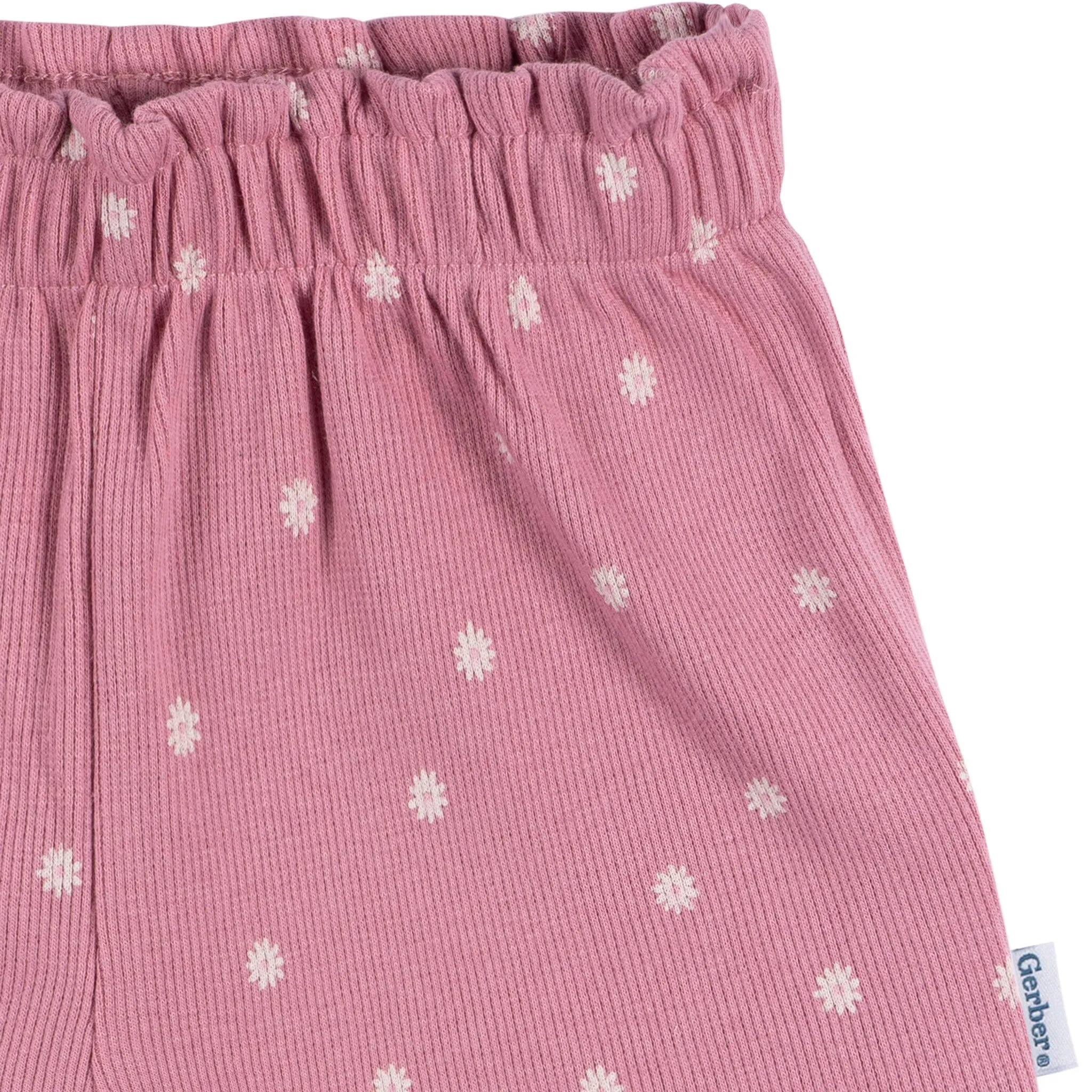 2-Piece Infant & Toddler Girls Pink Flower Shirt and Shorts Set