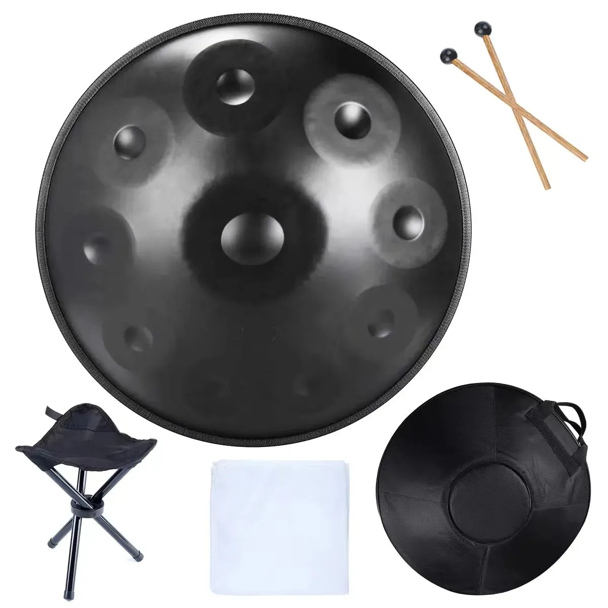 22 Inch, 10 Notes D Minor 440HZ 432HZ, Handpan   FREE Carrying Bag