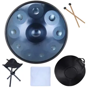 22 Inch, 10 Notes D Minor 440HZ 432HZ, Handpan   FREE Carrying Bag