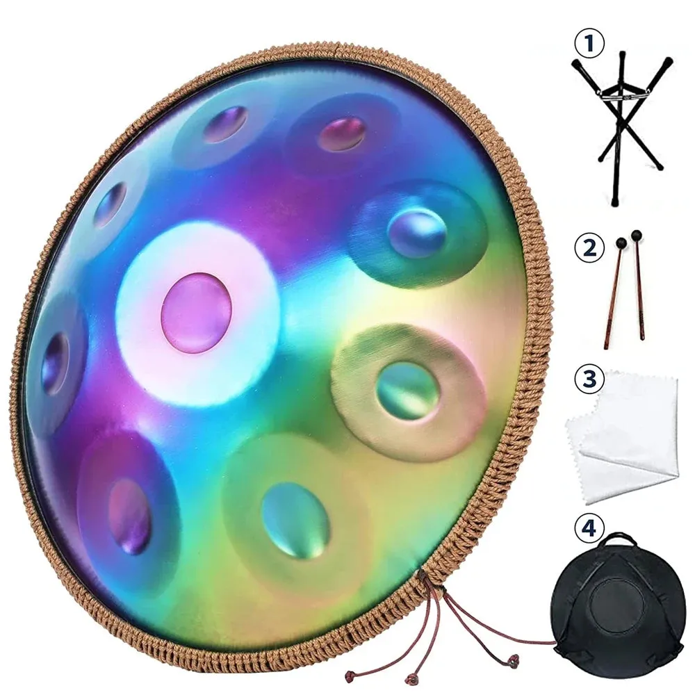 22 inch, 9/10 notes Colorful Steel Tongue Drum   FREE Carrying Bag