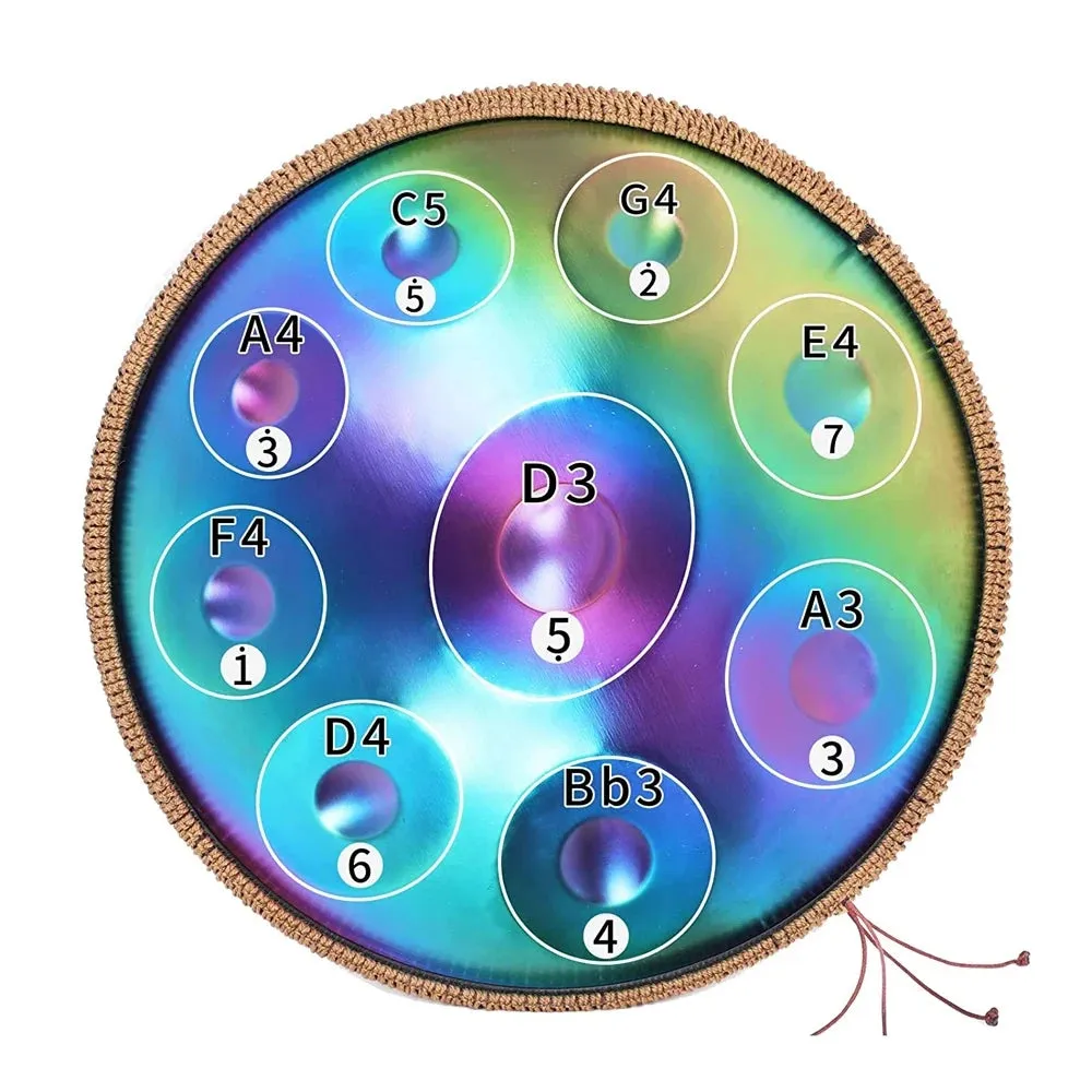 22 inch, 9/10 notes Colorful Steel Tongue Drum   FREE Carrying Bag