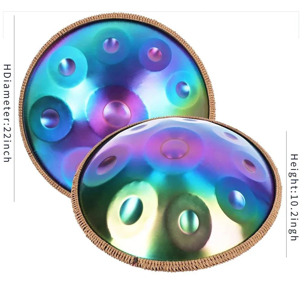 22 inch, 9/10 notes Colorful Steel Tongue Drum   FREE Carrying Bag