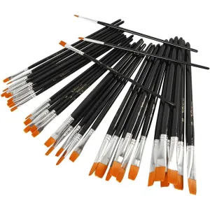36 Assorted YellowLine Brushes For Painting With Lacquered Handle