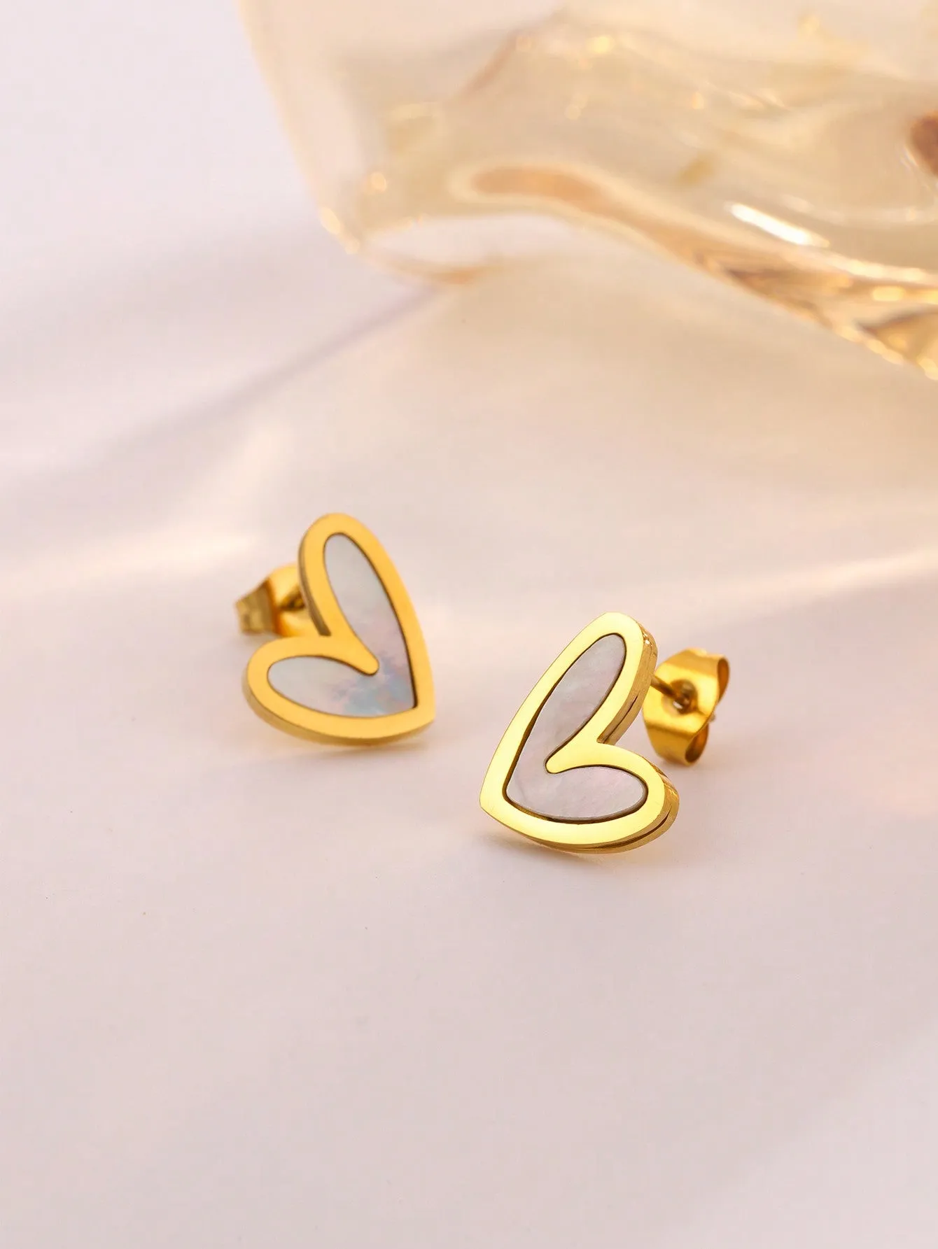 3pcs Simple Heart-Shaped Necklace And Earrings Set