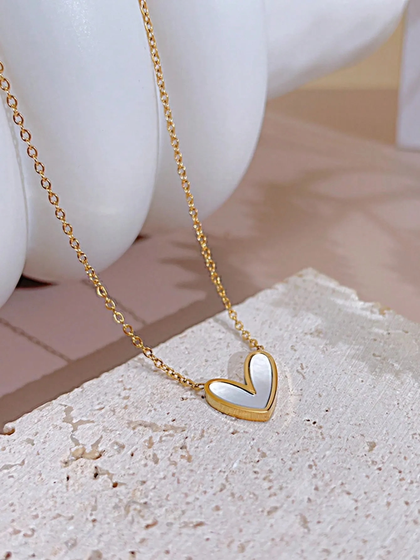 3pcs Simple Heart-Shaped Necklace And Earrings Set