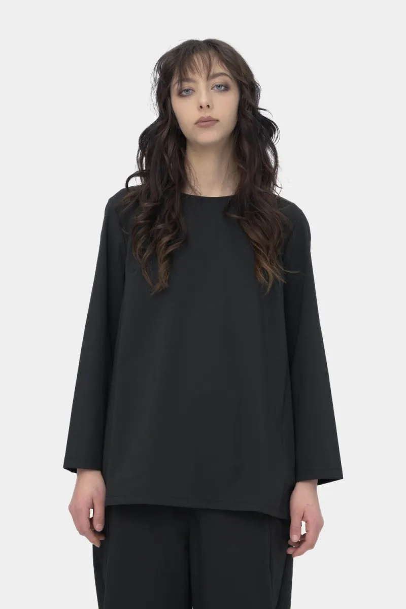 Accordian Pleat Back Long Sleeve Top