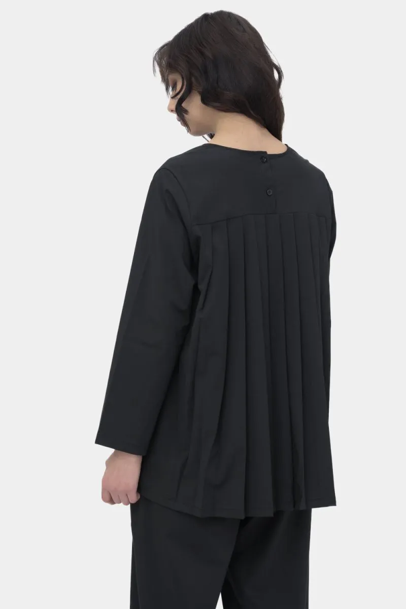 Accordian Pleat Back Long Sleeve Top