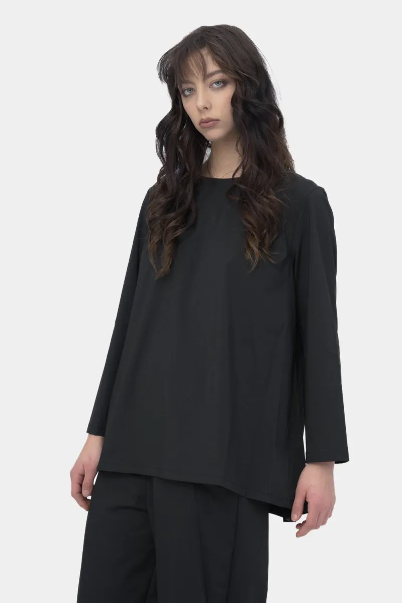 Accordian Pleat Back Long Sleeve Top