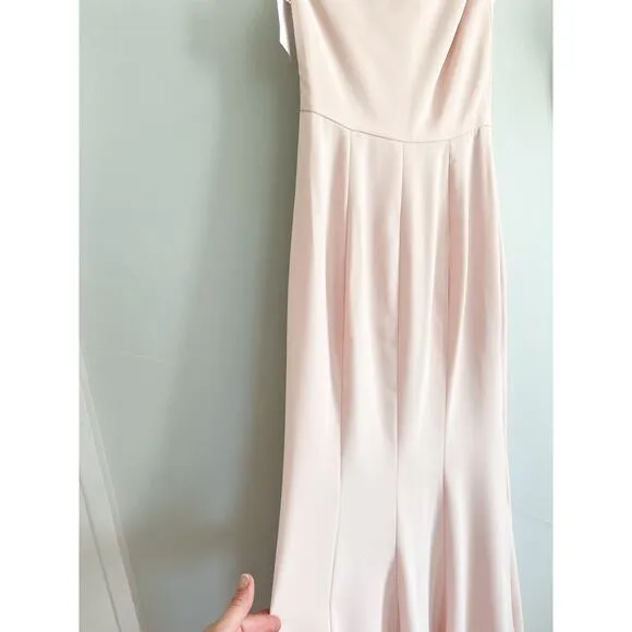 After Six | 6849 Cameo Pink One Shoulder Cowl Neck Maxi Dress | Sz 0R