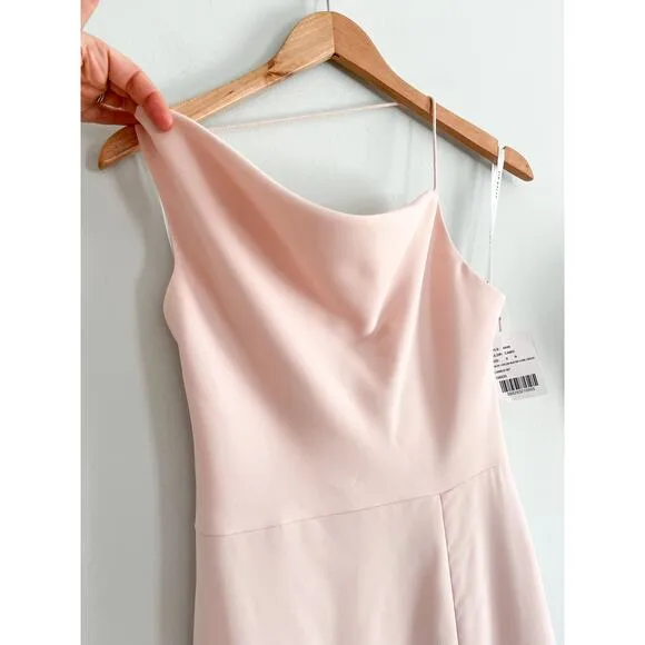 After Six | 6849 Cameo Pink One Shoulder Cowl Neck Maxi Dress | Sz 0R