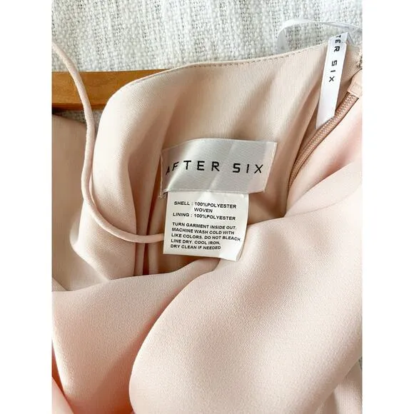 After Six | 6849 Cameo Pink One Shoulder Cowl Neck Maxi Dress | Sz 0R