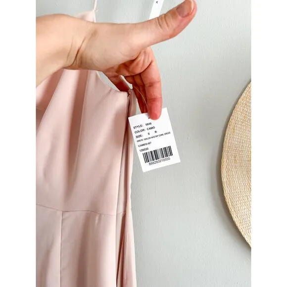 After Six | 6849 Cameo Pink One Shoulder Cowl Neck Maxi Dress | Sz 0R