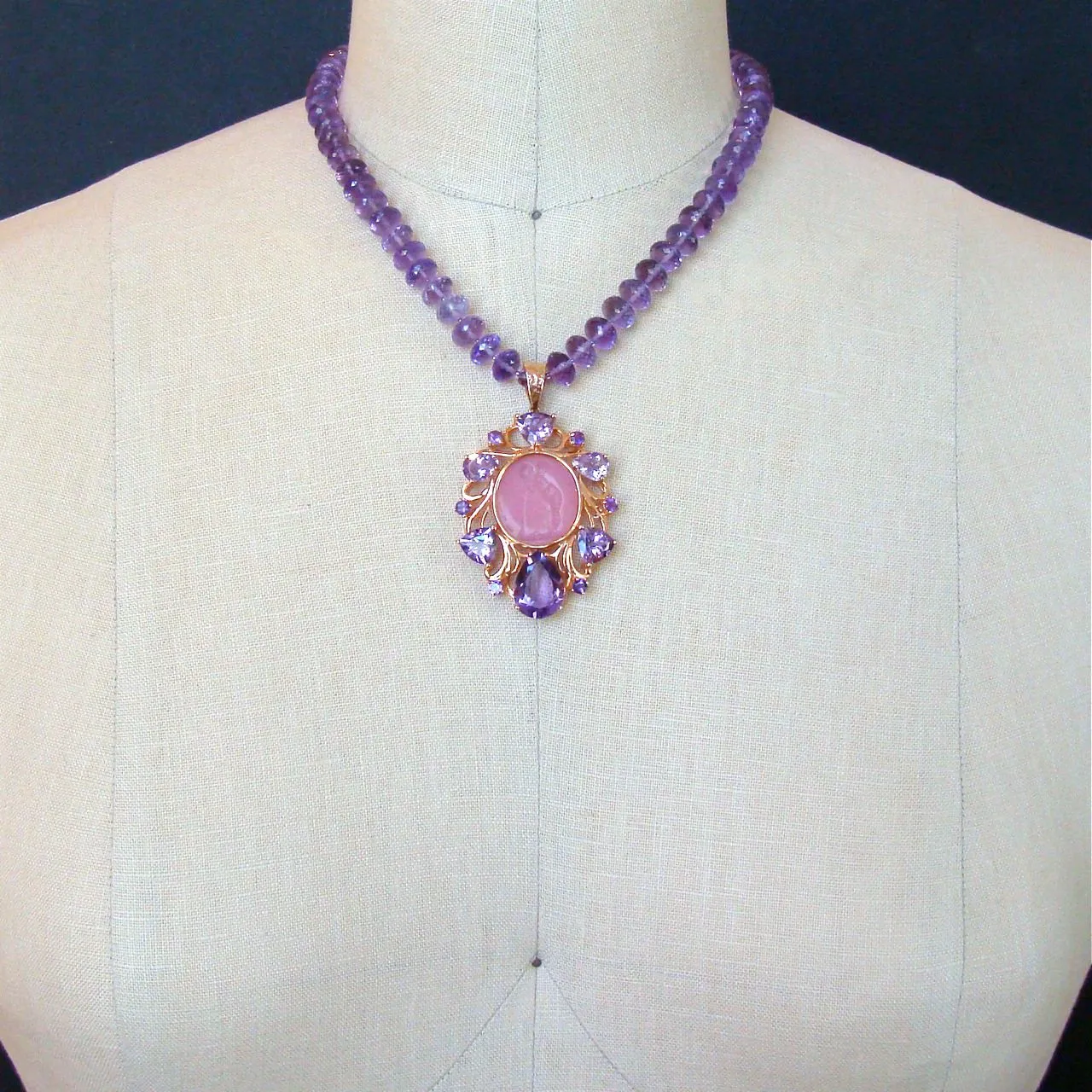 Amethyst Venetian Glass Intaglio Necklace - Montepulciano Choker Necklace