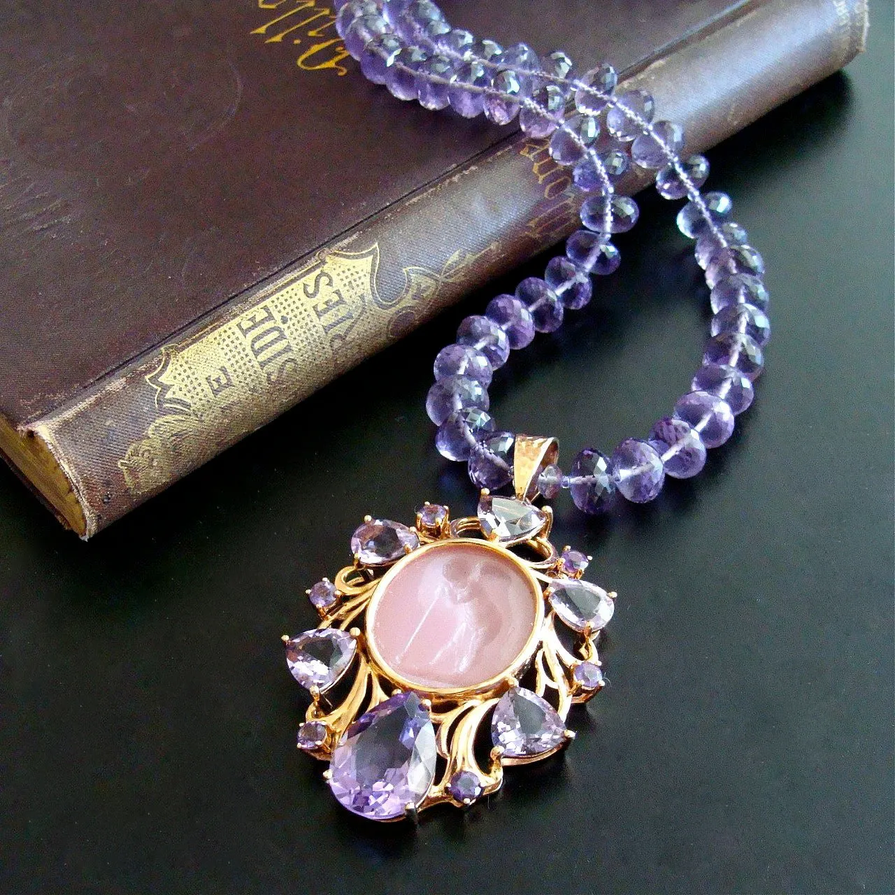 Amethyst Venetian Glass Intaglio Necklace - Montepulciano Choker Necklace