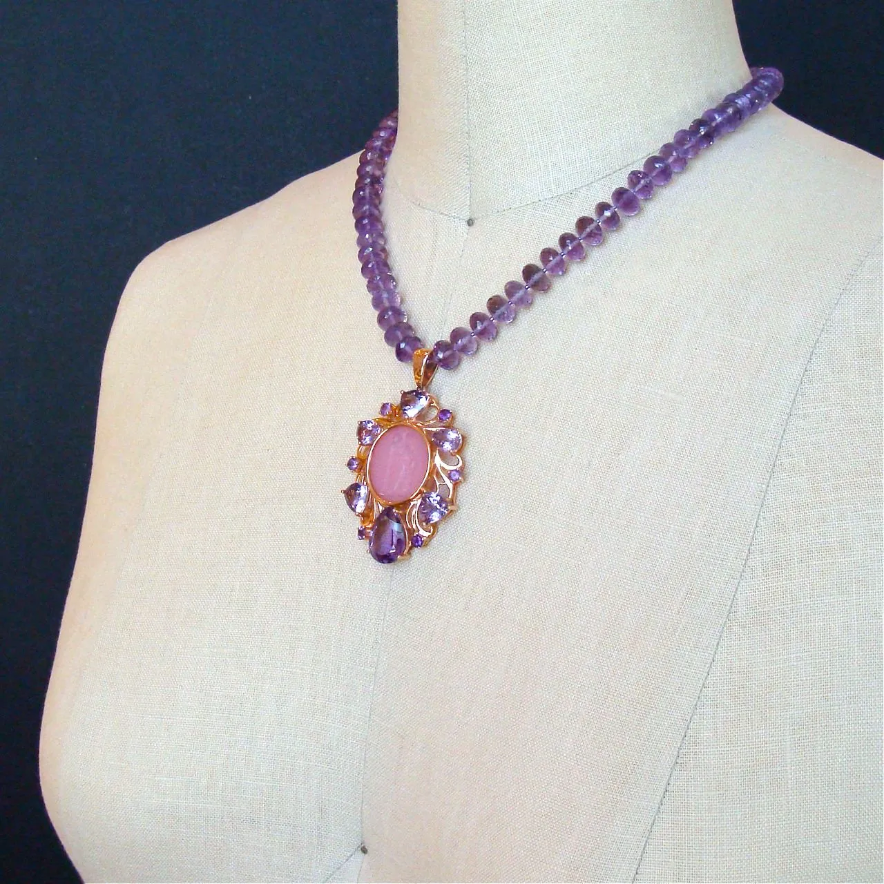 Amethyst Venetian Glass Intaglio Necklace - Montepulciano Choker Necklace
